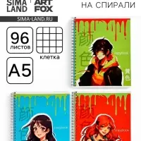 Тетрадь в клетку, 96 л., А5, на спирали &laquo;Яркие. Аниме&raquo; МИКС