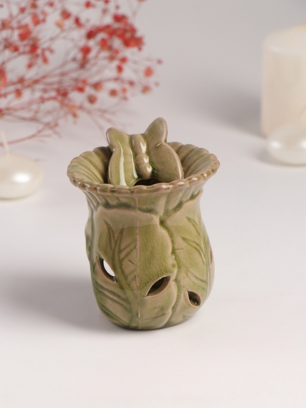 Аромалампа керамика Аромалампа керамика "Бабочка на цветке" тёмный беж 7,5х8,5х9,8 см