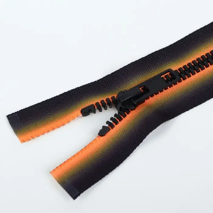 Молния «Трактор», №5, разъёмная, замок автомат, 50 см, оранжевая, чёрная