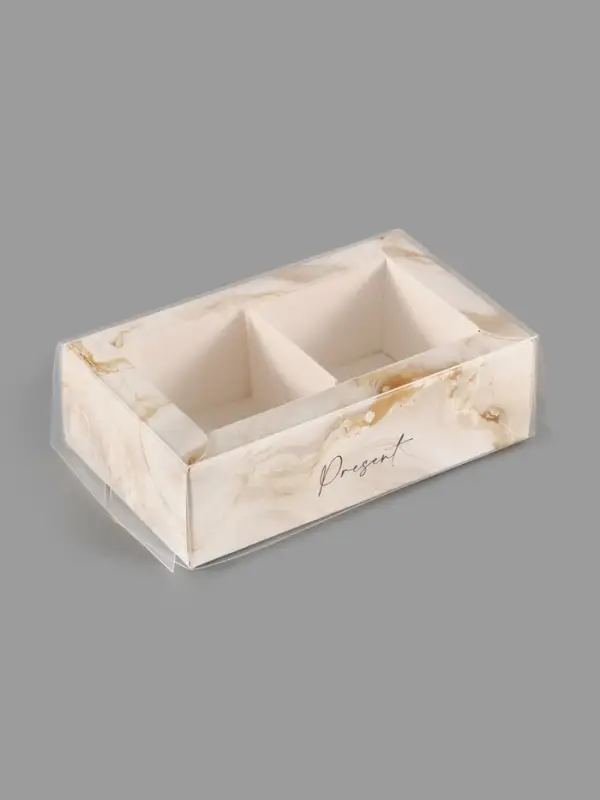 Коробка для 2 конфет с ячейками &laquo;Мрамор&raquo;, 10&times;6&times;3 см