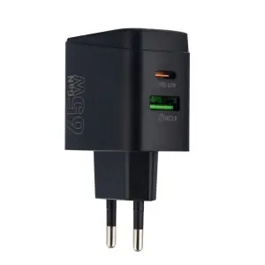 Переходник сетевого зарядного устройства на Type-C PD65W + USB QC3.0 CS63A HOCO черный