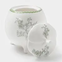 Сахарница WY Bloomware, 300 мл, 12&times;9 см, фарфор, зелёная, белая