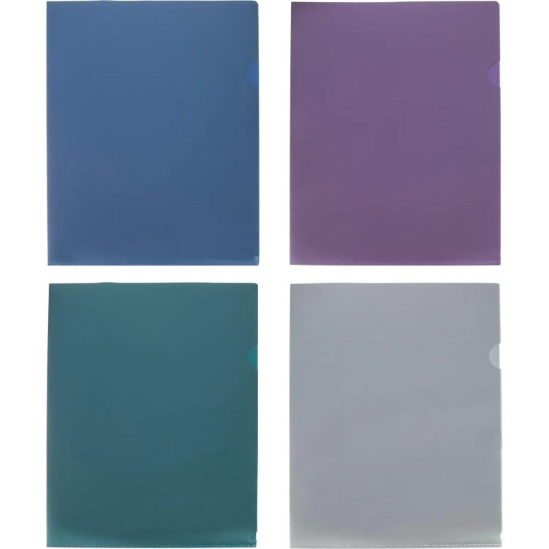 Папка уголок Attache Metallics А4 200мкм 4шт/уп (срн/зел/сер/син)