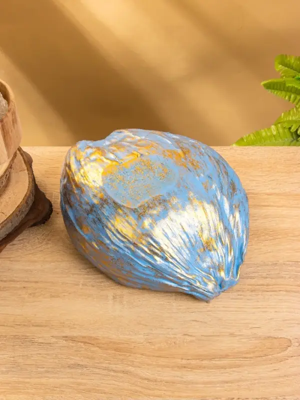 Чаша из кокоса, 22,5х25х10 см, сине-золотой