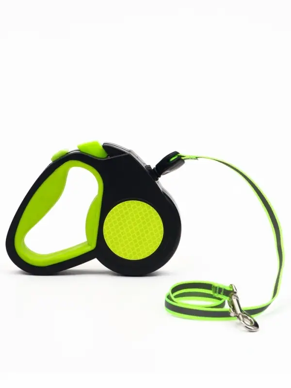 Рулетка &laquo;Пижон&raquo;, 3 м, до 15 кг, трос, светоотражающая, прорезиненная ручка, зелёная