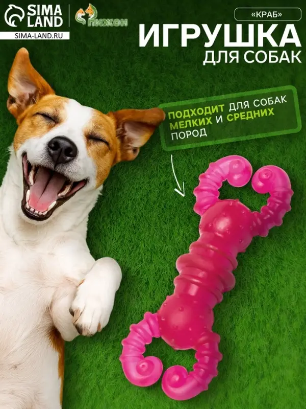 Жевательная игрушка для собак&laquo;Краб&raquo;, прозрачная, 12 см, TPR, розовая