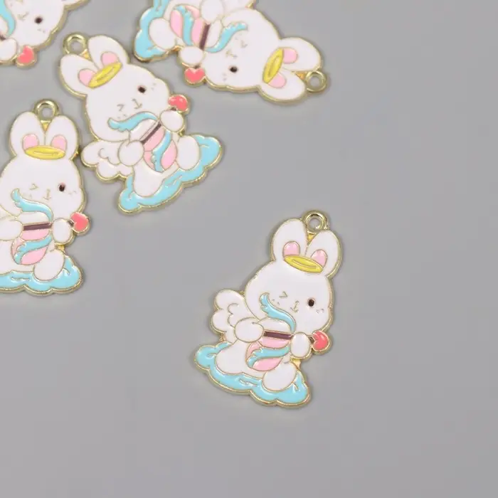 Декор для творчества металл, эмаль Декор для творчества металл, эмаль "Зайчик-купидон" 2,7х1,7 см