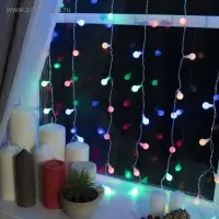 Гирлянда &laquo;Занавес&raquo; 2&times;1.5 м с насадками &laquo;Шарики&raquo;, IP20, прозрачная нить, 360 LED, свечение мульти, 8 режимов, 220 В
