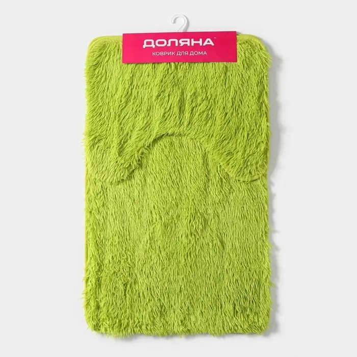 Коврики для ванной и туалета Доляна &laquo;Пушистик&raquo;, 2 шт.: 40&times;50 см, 50&times;80 см, цвет зелёный