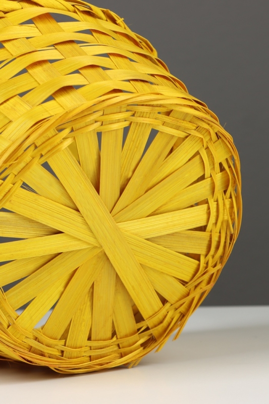 Корзина плетёная, 20×20×9 см, ручка h=25 см, бамбук, желтая