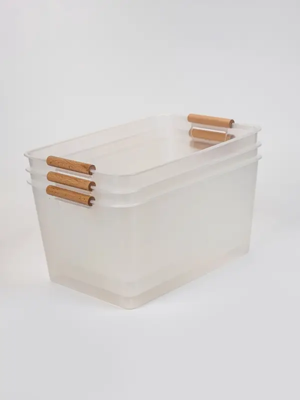 Корзины для хранения Wood Fusion, набор 3 шт.: 33.5&times;23&times;17 см, пластик, буковое дерево