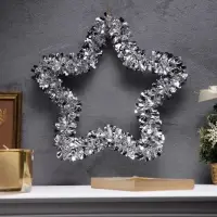 Светодиодная фигура из мишуры &laquo;Звезда красная&raquo; 30&times;5 см, 20 LED, батарейки AG10&times;3 (в комплекте), свечение тёплое белое