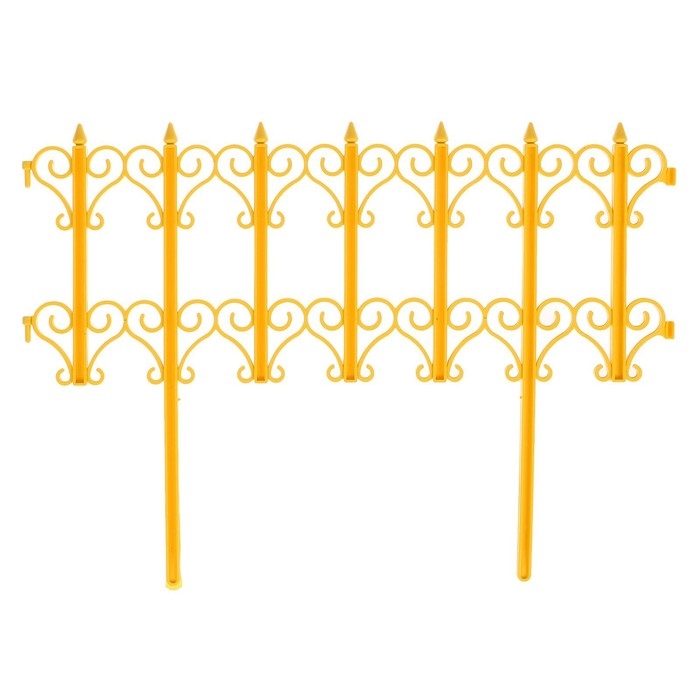 Ограждение декоративное, 25 × 180 см, 5 секций, пластик, жёлтое, «Классика» Ограждение декоративное, 25 × 180 см, 5 секций, пластик, жёлтое, «Классика»