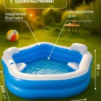 Бассейн надувной Bestway, 213&times;206&times;69 см, с сиденьями и подголовниками, от 6 лет, 54153
