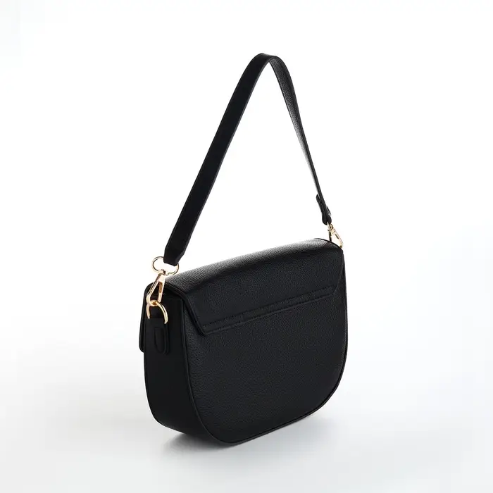 Сумка женская мессенджер TEXTURA на клапане, 23&times;6&times;15 см, чёрная