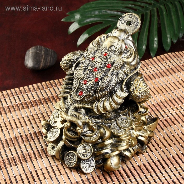 Нэцке полистоун бронза  Нэцке полистоун бронза "Денежная жаба с монетой на горе монет" 16,2х19х16,5 см