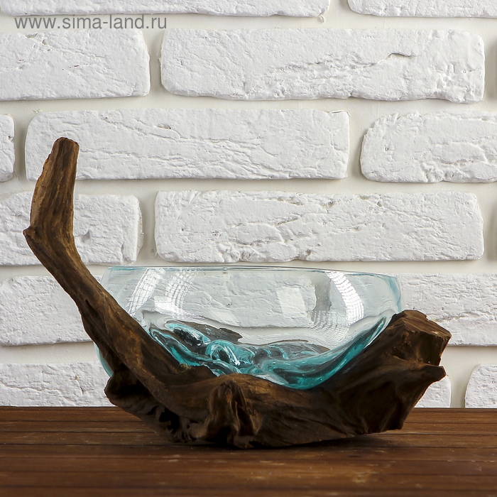 Вазон стекло на дереве  Вазон стекло на дереве "Забота" 20х25х25 см, МИКС