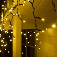 Гирлянда &laquo;Бахрома&raquo; 3&times;0.6 м, IP65, УМС, тёмная нить каучук, 108 LED, свечение тёплое белое, 220 В