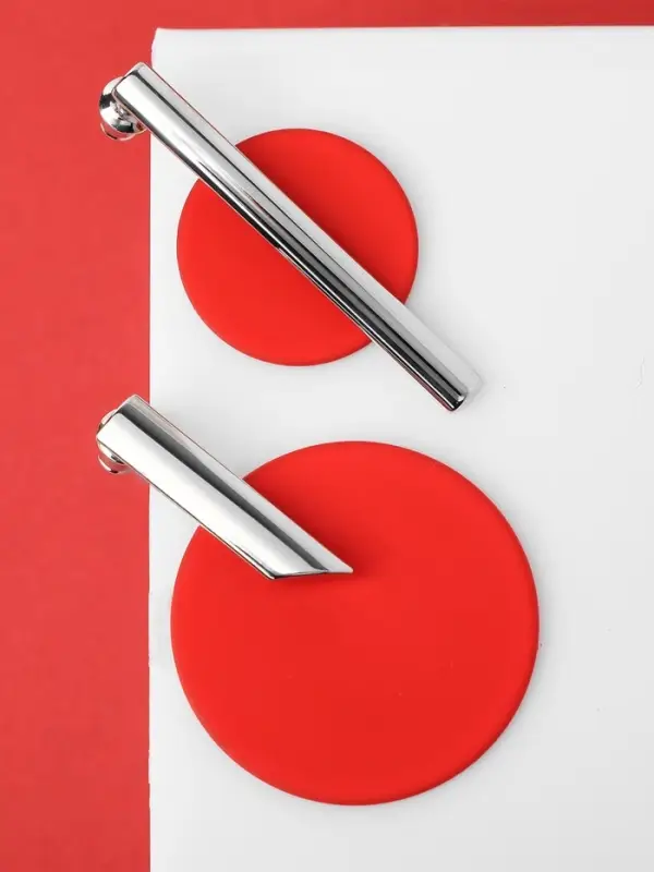 Серьги ассорти &laquo;Арт&raquo;, линии, красные в серебре