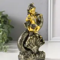 Сувенир полистоун "Богиня Кумари с ракушкой" золотая бронза 4,7х8,2х15,5 см