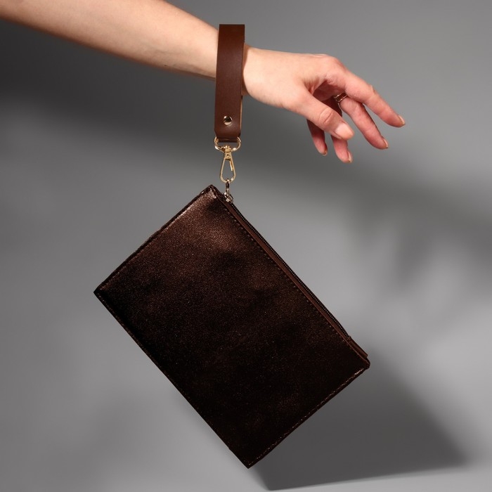 Ручка для сумки из натуральной кожи, с карабинами, 30 ± 2 см × 2,5 см, цвет коричневый/золотой Ручка для сумки из натуральной кожи, с карабинами, 30 ± 2 см × 2,5 см, цвет коричневый/золотой