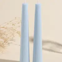 Набор свечей, 3.5х23 см, 2 шт "Башня" светло-голубой 4х9,5х25 см