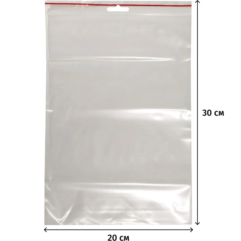 Пакет с замком (Zip Lock) с европодвесом 20 х 30  см, 60 мкм, 100 шт/уп
