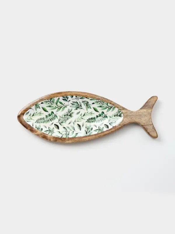 Блюдо в форме рыбки &laquo;Оливковая ветвь&raquo;, 32&times;11.5&times;2 см, дерево манго