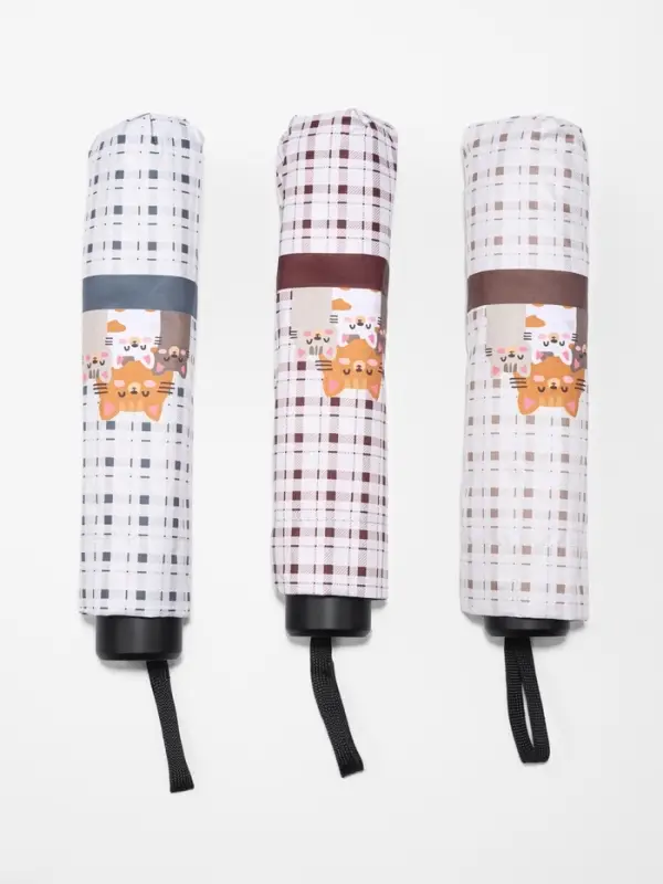 Зонт механический &laquo;Кошки&raquo;, эпонж, 4 сложения, 8 спиц, R=48/56 см, d=96 см, МИКС