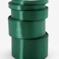 Атласная лента, набор 5 шт., 6/10/20/40/50 мм, 23&plusmn;1 м, изумрудная №128