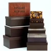 Набор подарочных коробок 10 в 1 &laquo;Настоящему мужчине&raquo;, 32.5&times;20&times;12.5 - 12&times;7&times;4 см