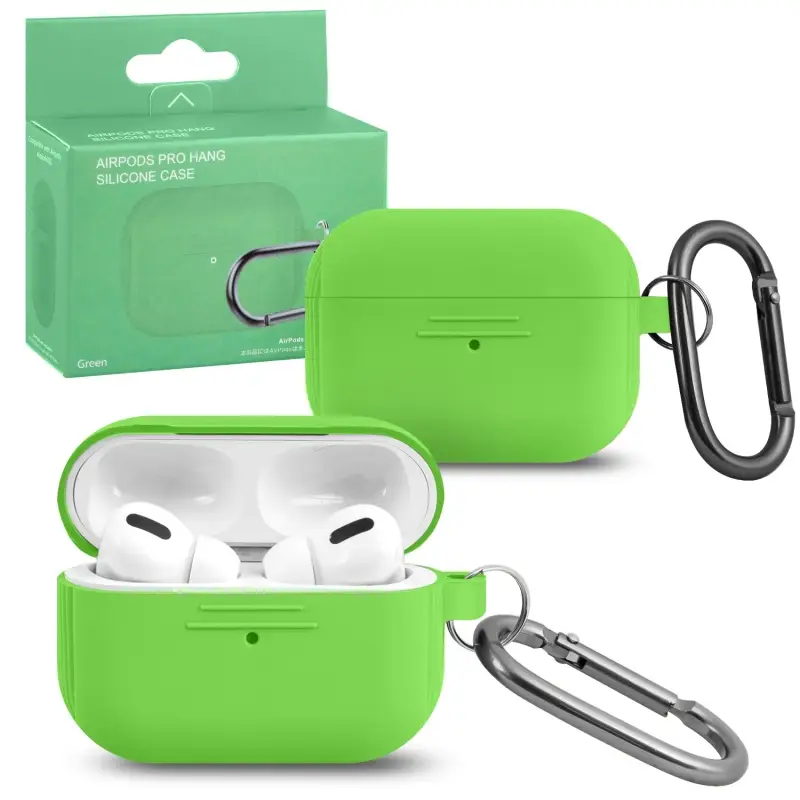 Чехол для AirPods Pro Hang Silicone Сase с карабином LE Green