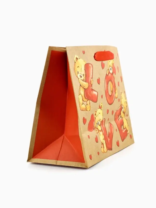 Пакет подарочный крафтовый «Любовь», MS 18 х 10 х 23 см