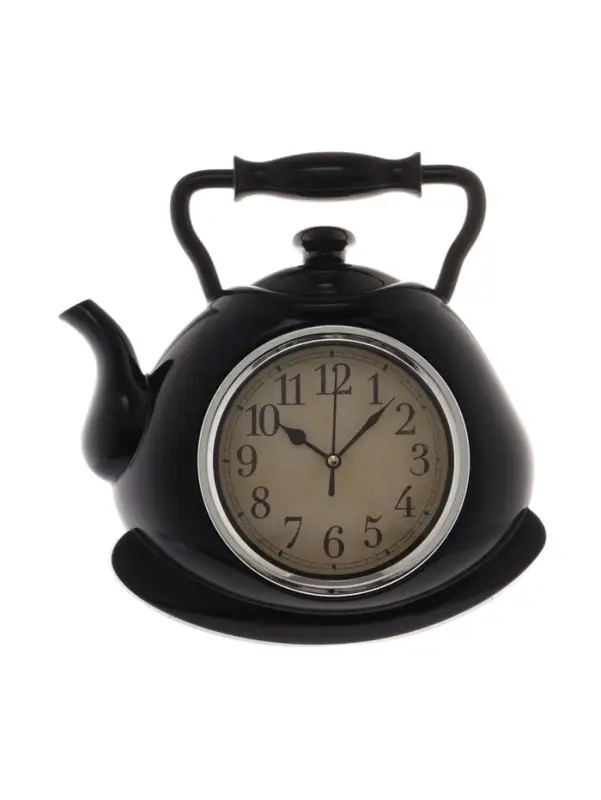 Часы настенные, серия: Кухня, &laquo;Чайник&raquo;, d=15 см, 25&times;29 см, чёрные