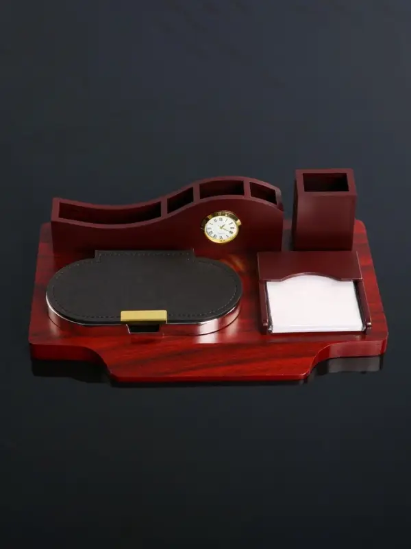 Набор настольный 4 в 1 с визитницей, красное дерево