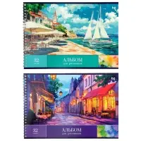 Альбом для рисования BG &laquo;Пейзажи&raquo; А4, 32 листа, на гребне, обложка из мелованного картона, МИКС