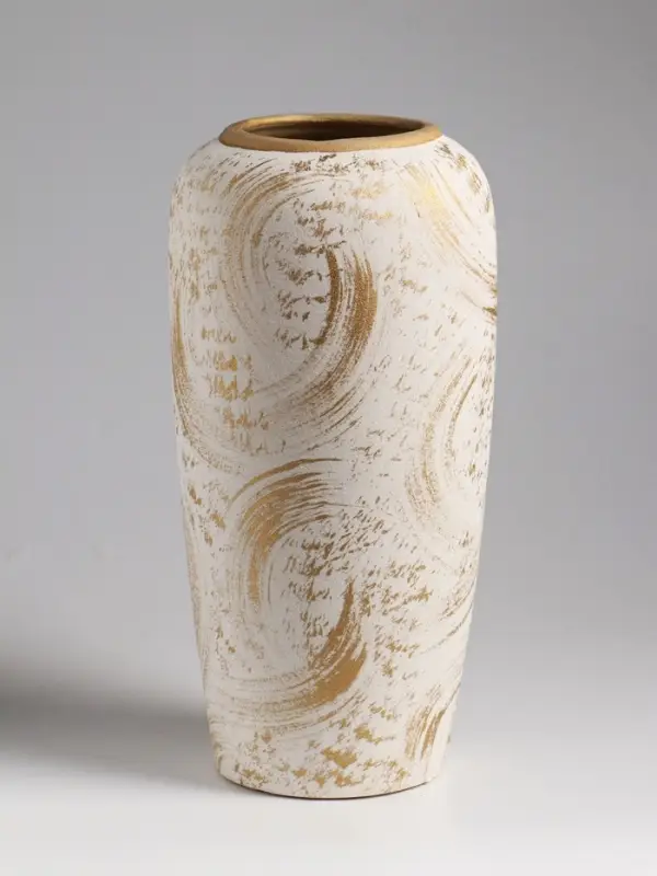 Ваза настольная керамика Ваза настольная керамика "Сэнс" 28,5х13 см, бело-золотой