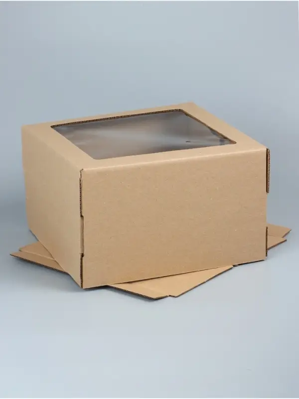 Кондитерская упаковка, с окном, крафт, 30&times;30&times;20 см