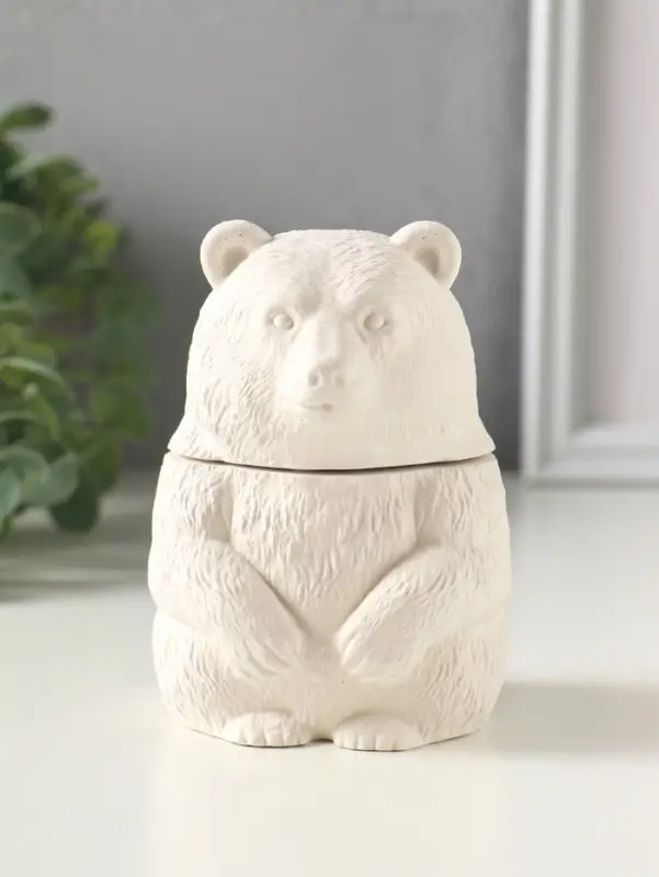 Шкатулка с крышкой для украшений &laquo;Медведь&raquo;, 11&times;7 см, гипс