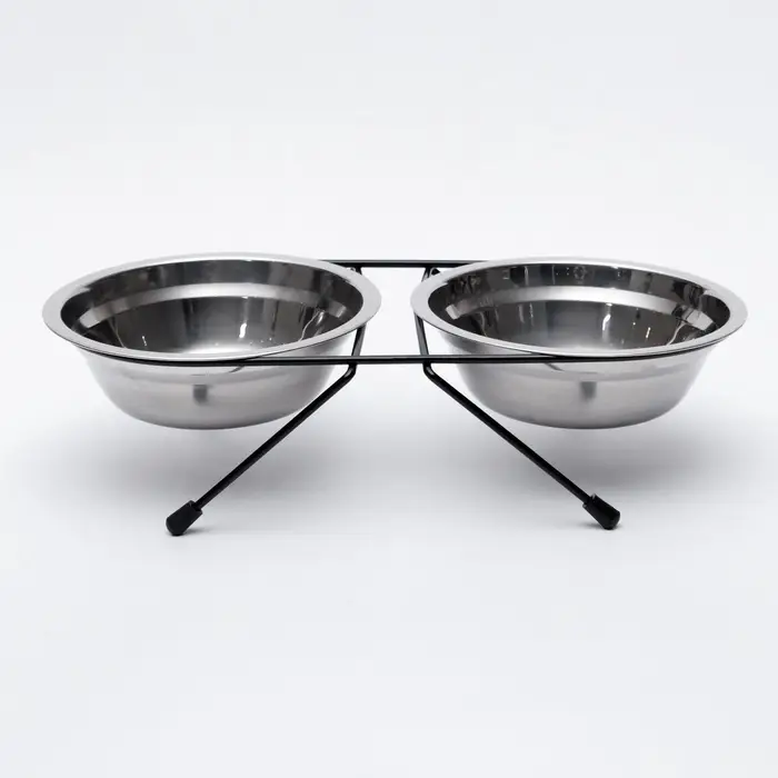 Набор из 2 мисок, 2&times;500 мл, на чёрной подставке, нержавеющая сталь