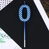 Свеча для торта, цифра «0», синяя, 4 х 13 см