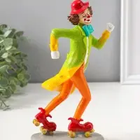 Сувенир полистоун "Клоун на роликовых коньках" яркий разноцветный 23,5 см