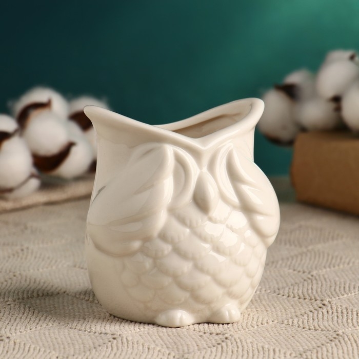 Горшок Горшок "Сова Букля" белый, 9,5х9см