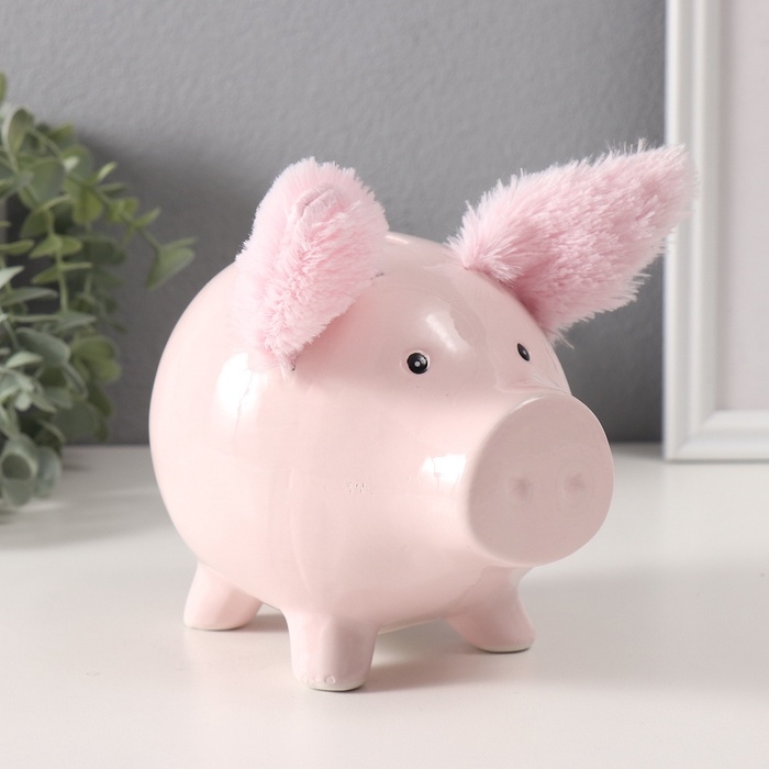 Копилка керамика Копилка керамика "Свинка с пушистыми ушками" 14,5х11,3х11,5 см