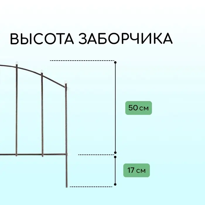 Ограждение декоративное, 67&times;410 см, 5 секций, металл, бронзовое, &laquo;Вертикаль&raquo;