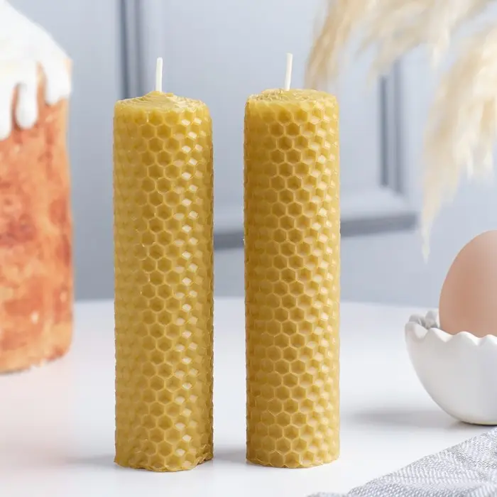 Набор свечей из вощины медовой 13 см, 2 шт "Со Светлой Пасхой" МИКС