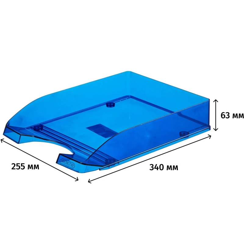 Лоток горизонтальный Attache Line прозрачный синий 340х255х63мм