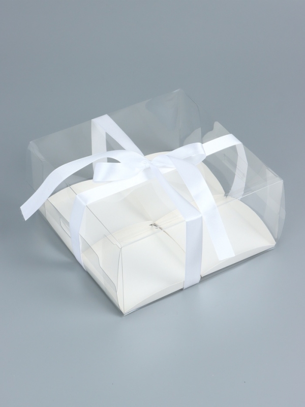 Коробка для пирожных 4 штуки , белая, 20 х 20 х 10 см Коробка для пирожных 4 штуки , белая, 20 х 20 х 10 см