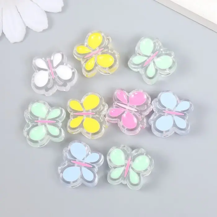 Бусина пластик "Летний бриз. Бабочка" глянец МИКС 2х1,8х0,9 см