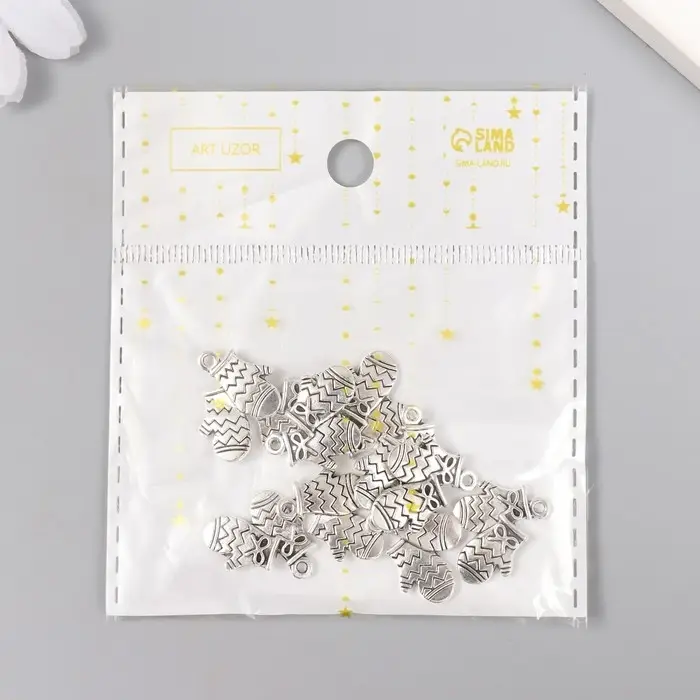 Декор для творчества металл Декор для творчества металл "Варежки" серебро 1,7х1,6 см